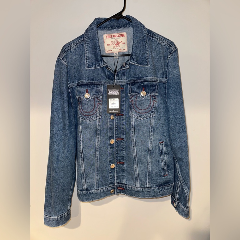 True Religion Jean Jacket | Jesse Denim Trucker Jacket Medium ‘Storm Wash’